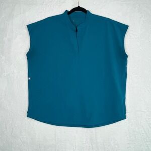 FIGS Rafaela Oversized Scrub Top Women's M Pacific Blue PO# 2133 Sleeveless